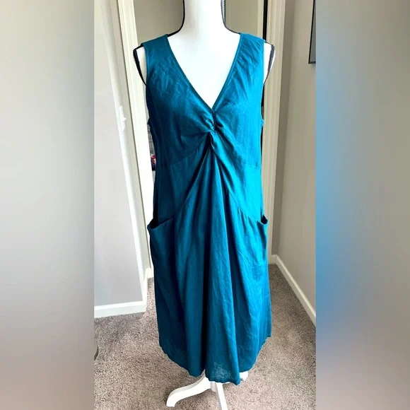 J. Jill | Dresses | Jjill 2 Perfect Linen Sleeveless Dress Dark Teal |  Poshmark